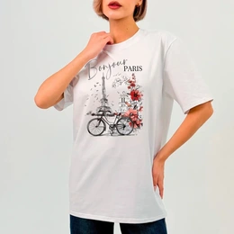 Футболка базовая унисекс "Парижское настроение", белая - Сүрөт 1