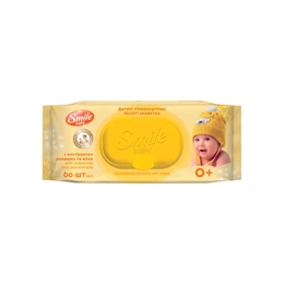 Влажные салфетки Smile Baby детские с экстрактом ромашки и алоэ вера, 60 шт - Сүрөт 1