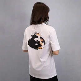 Футболка женская базовая "Кошачья нежность", белая - Сүрөт 1