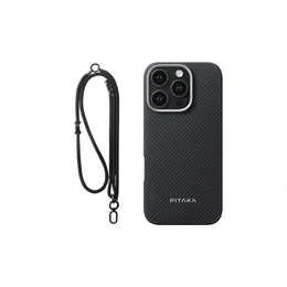 Чехол Pitaka Ultra-Slim Case&Phone Strap iPhone 16 Pro (Black/Gray) - Сүрөт 1