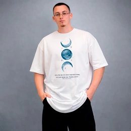 Футболка оверсайз унисекс "Фазы Луны", белая - Сүрөт 1