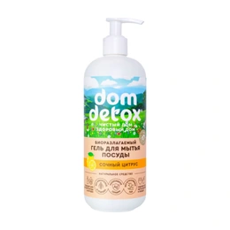 Биоразлагаемый гель для мытья посуды Сочный цитрус Dom Detox, 500 г - Сүрөт 1