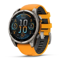 Garmin fenix 8 – 47mm AMOLED Sapphire Titanium with Spark Orange/Graphite Silicone Band - Сүрөт 1