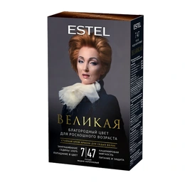 Крем-краска для седых волос 7/47 русый медно-коричневый Великая Estel, 150 мл - Сүрөт 1