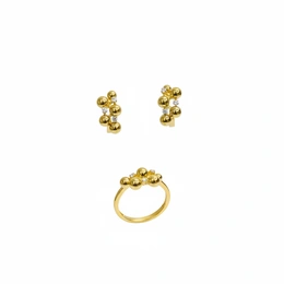 Комплект в желтом золоте 585, вес 7,35 г, размер кольца 18,5 - Сүрөт 1