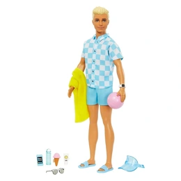 Кукла Barbie Блондин Кен в плавках и пляжных аксессуарах - Сүрөт 2