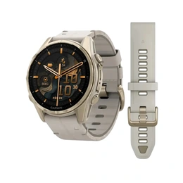 Часы Garmin Fenix 8 43 мм, Amoled Sapphire с кожано-золотистым ремешком - Сүрөт 1