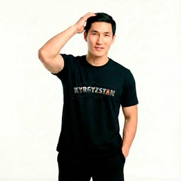 Футболка базовая унисекс "Kyrgyzstan", черная - Сүрөт 1