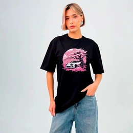 Футболка базовая унисекс «Розовая динамика», черная - Сүрөт 1