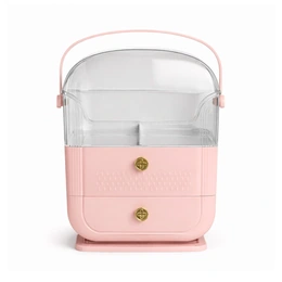 Органайзер для косметики с двумя ящиками, розовый - Сүрөт 1