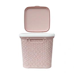 Корзина для белья из пластика с крышкой, розовый - Сүрөт 2