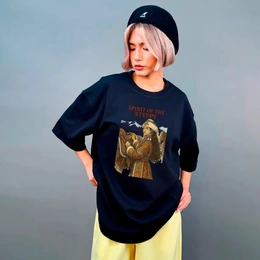 Футболка оверсайз женская "Свобода степей", черная - Сүрөт 1