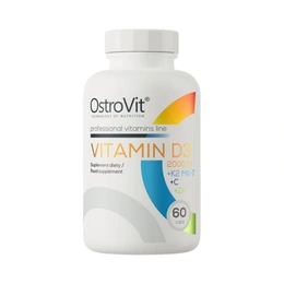Витамины OstroVit Vitamin D3 2000 IU + K2 MK-7 + VC + Zinc, 60 капсул - Сүрөт 1