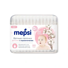 Палочки ватные с ограничителем Mepsi, 55 шт

 - Сүрөт 1