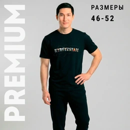 Футболка базовая унисекс "Kyrgyzstan", черная - Сүрөт 2