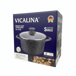 Казан антипригарный с крышкой Vicalina VL-0132, 11,2 л - Сүрөт 2