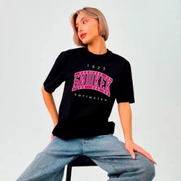 Футболка базовая унисекс с надписью Бишкек, черная - Сүрөт 1