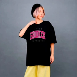 Футболка оверсайз унисекс с надписью Бишкек, черная - Сүрөт 1