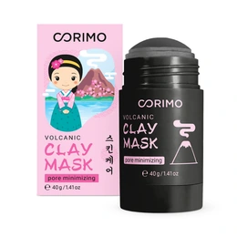 Маска для лица в стике черная глиняная с вулканическим пеплом и цинком Corimo, 40 г - Сүрөт 1