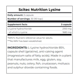 Лизин Scitec Nutrition Lysine, 90 капсул - Сүрөт 2