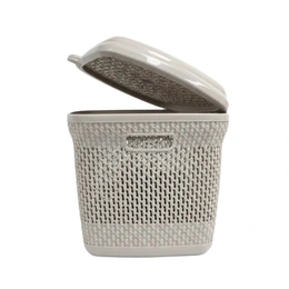 Корзина для белья из пластика с крышкой, бежевый - Сүрөт 1