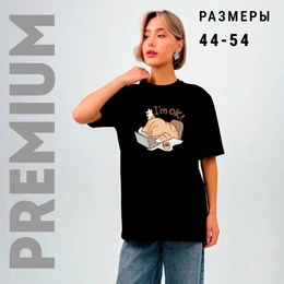 Футболка базовая унисекс “I’m OK”, черная - Сүрөт 2