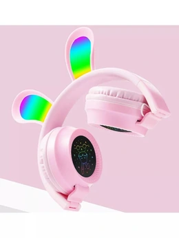 Наушники с ушками Rabbit Stereo Headphone SAZ-D05, розовые - Сүрөт 2
