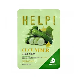 Тканевая маска для лица с экстрактом огурца Bergamo Help Cucumber, 25 мл - Сүрөт 1
