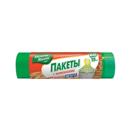 Мешки для мусора с затяжками 60 л Мелочи Жизни, 15 шт

 - Сүрөт 1