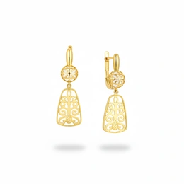 Серьги в красном золоте 585, вес 4,61 г - Сүрөт 1