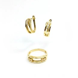 Комплект в желтом золоте 585, вес 9 г, размер кольца 18 - Сүрөт 1