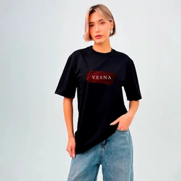 Футболка женская базовая "Vesna", черная - Сүрөт 1