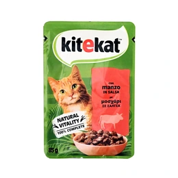 Влажный корм для кошек Kitekat с говядиной в соусе, 85 г - Сүрөт 1